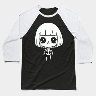 Cute Girl Skeleton in Kawaii Style | Halloween for Girls | Cutesy Girly Design Baseball T-Shirt